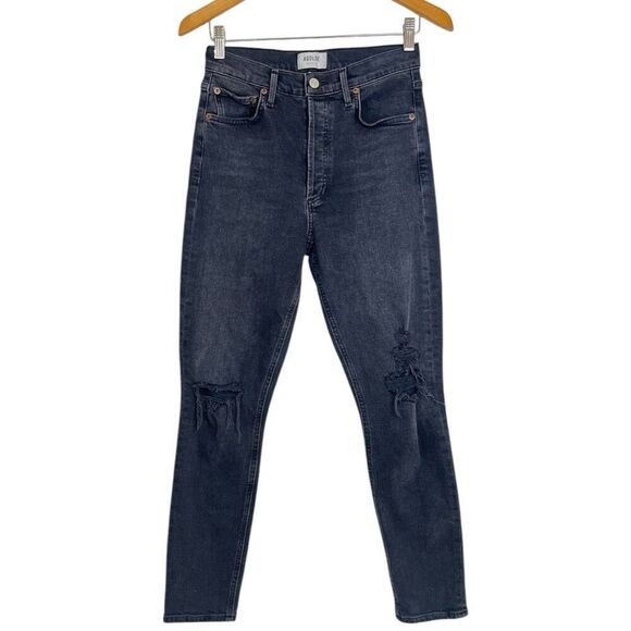 Agolde Nico High Rise Slim in Cassette Size 27 Black Distressed A093D-1084 $168 - Picture 1 of 5